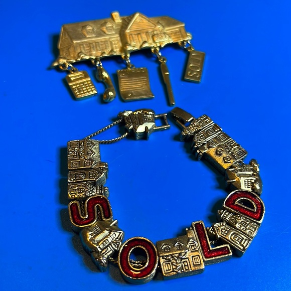 Real estate agent JEWELRY! Bracelet & JJ BROOCH - lot - Picture 1 of 8